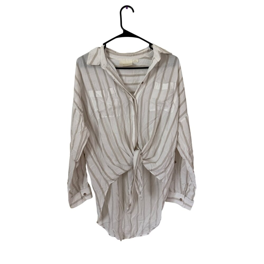 Anthropologie‎ Women's {Maeve} Sandbridge Button Down Tie Blouse Size M Casual